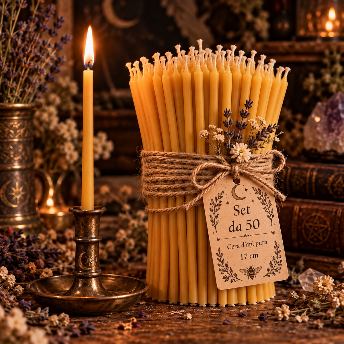 Set 50 Candele in Cera d'api 100% - 17 cm x 0,6mm