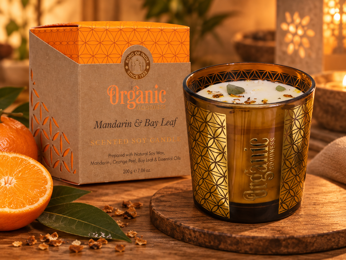 Candela Organic Goodness – Mandarino, Alloro e Giada Verde