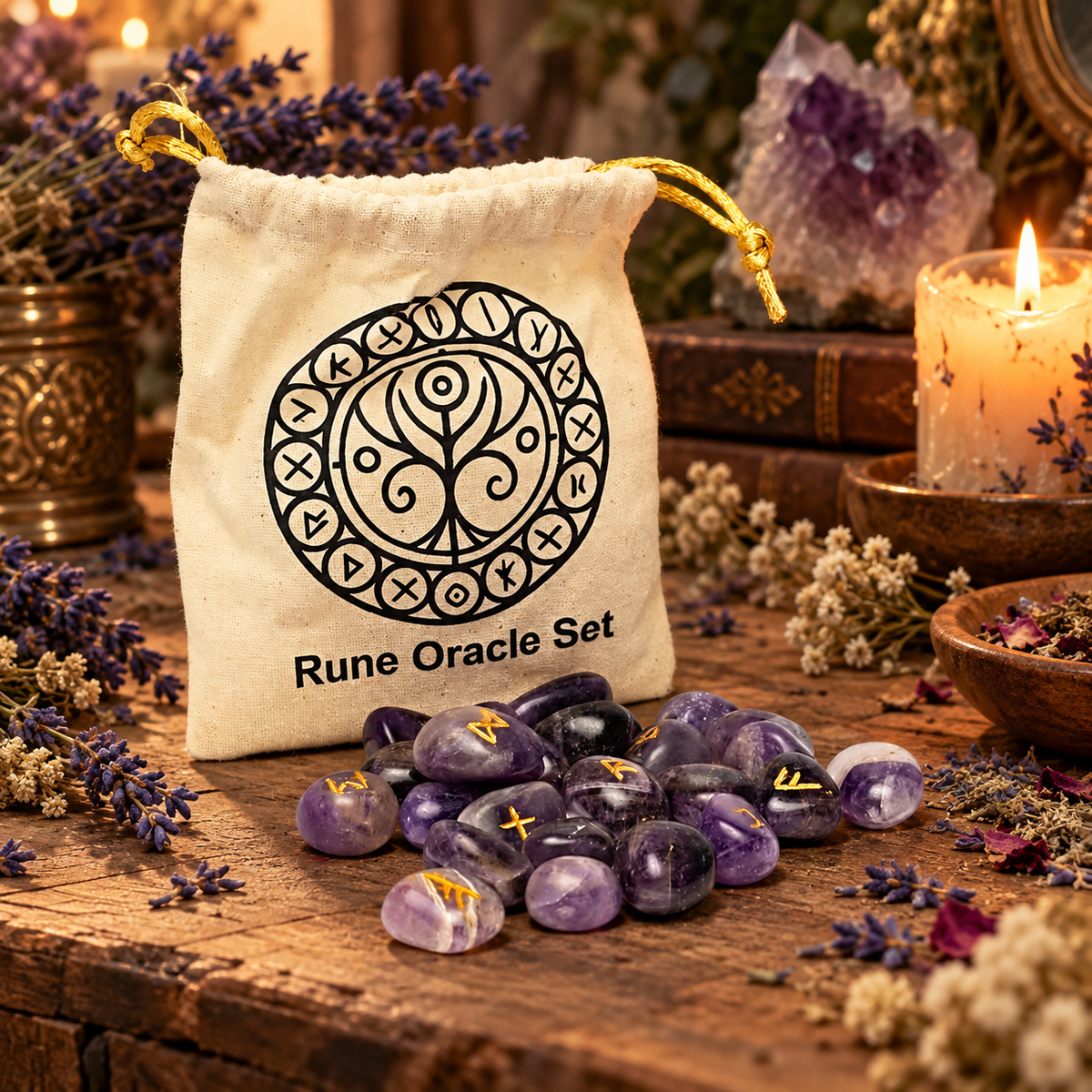 Rune incise su Ametista
