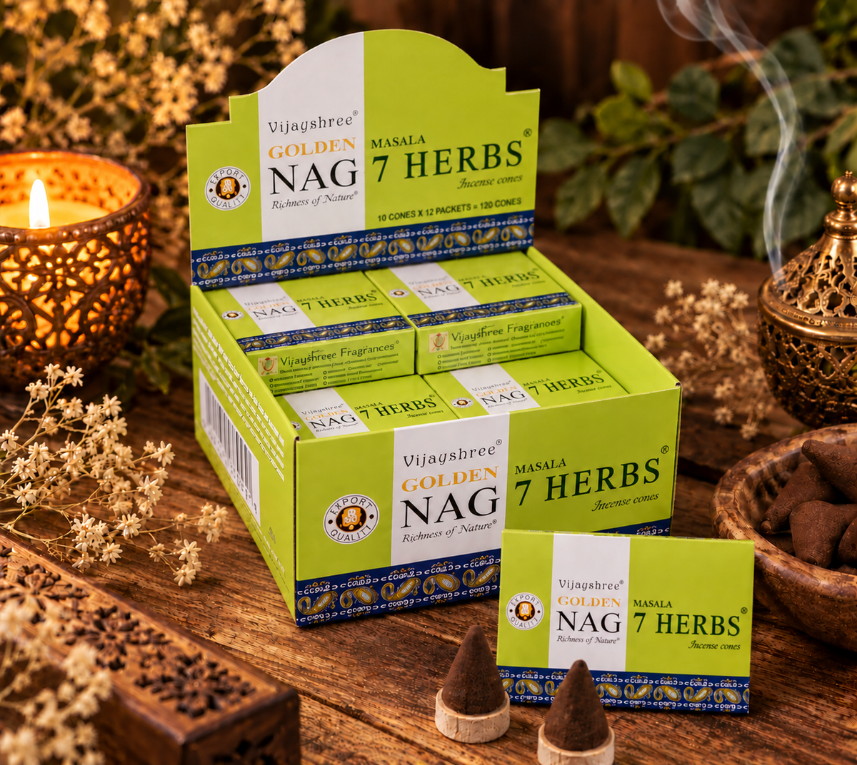 Incenso a cono Golden Nag - 7 Erbe