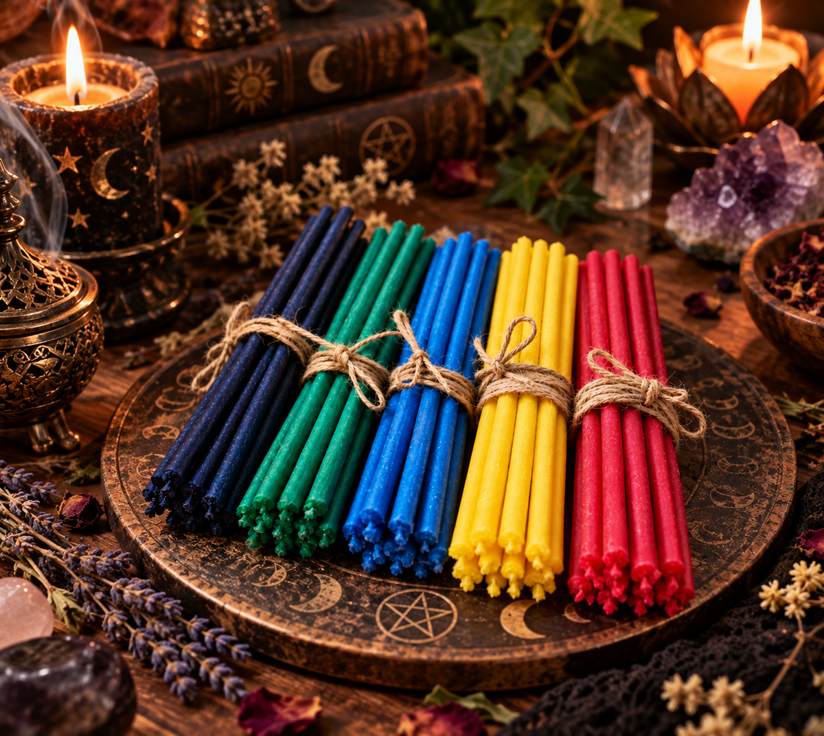 Set 50 Candele in Cera D'api 100% Colorate - 21 cm x 0,7mm
