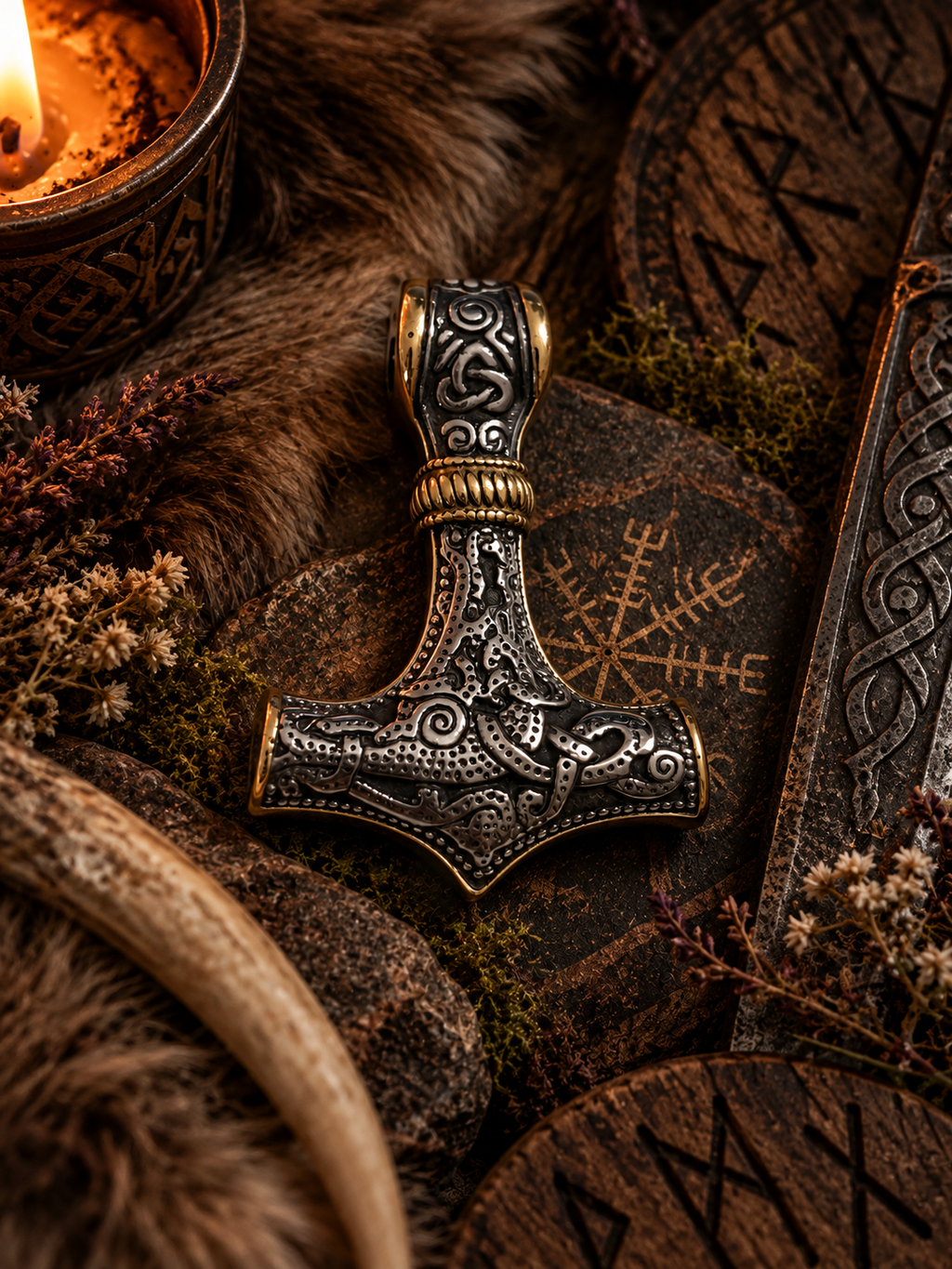 Ciondolo Mjolnir (Martello di Thor) - acciaio inossidabile
