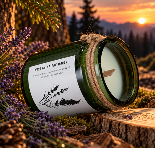Candela di Soia con Stoppino in Legno – Lavanda Selvatica