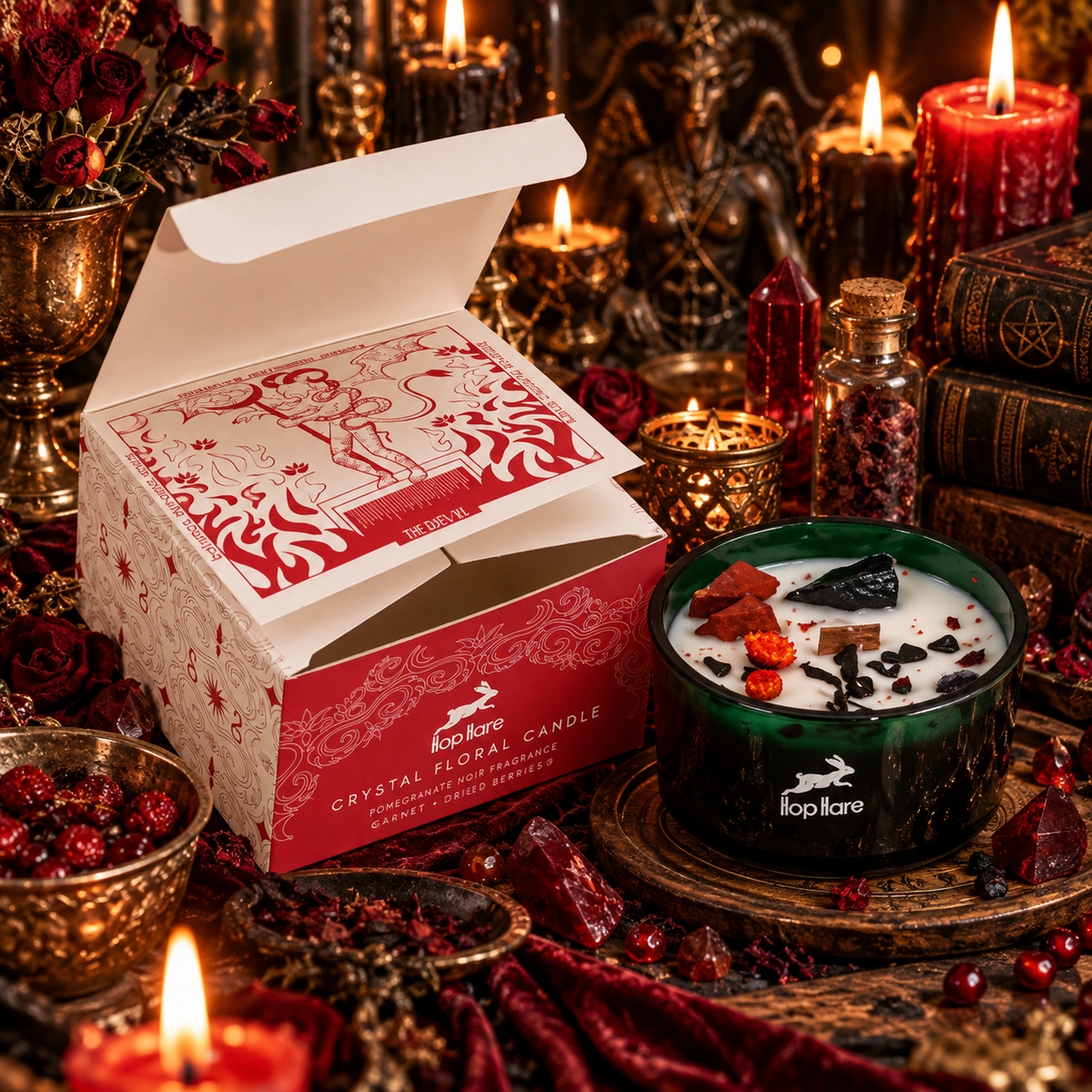 Candele Hop Hare con Fiori e Cristalli - il Diavolo