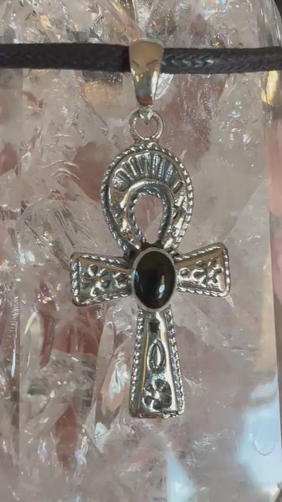 Ciondolo Ankh con Onice nera - Argento 925