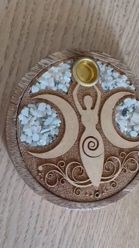 Porta incensi Dea Madre con Pietra di Luna