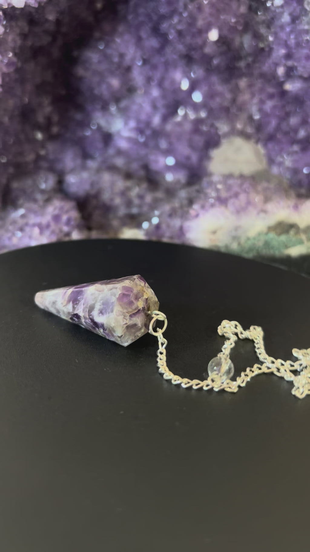 Pendolo in Ametista Chevron Naturale