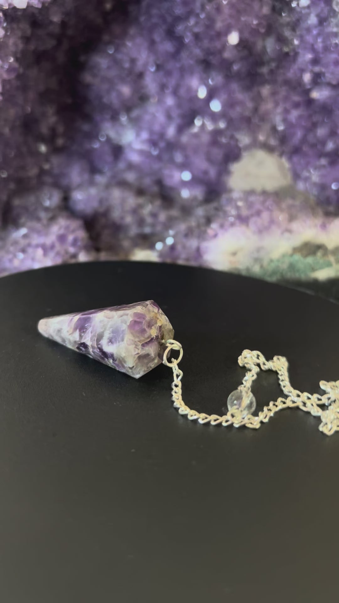 Pendolo in Ametista Chevron Naturale